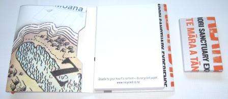 Recycled stationery made from Zealandia's Adshel posters.